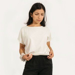 Two Fold Clothing Raw Silk Krissy Tee, Ivory, Small